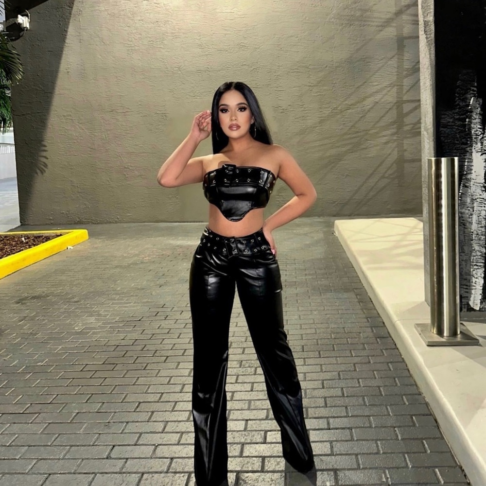 Leather pants set